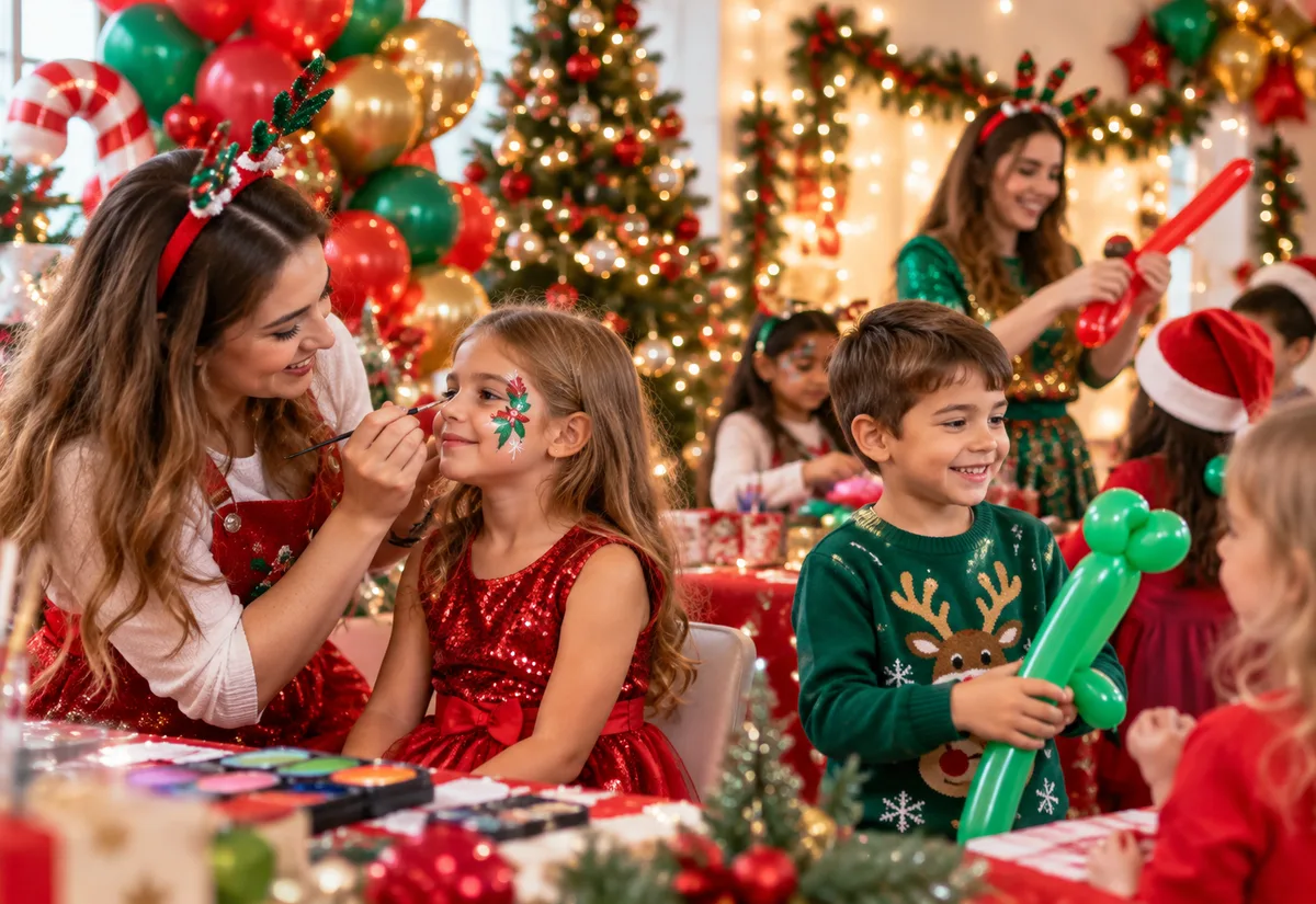 Festive face painting and balloon entertainment inspiration